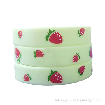 Strawberry White Large Size Silicone Bracelet for Children or Lovers